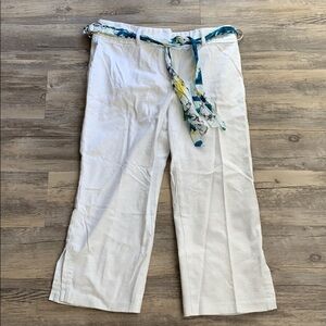 Women's CR Sportswear Capri Pants With Floral Cloth Chain Tie Belt Size 10